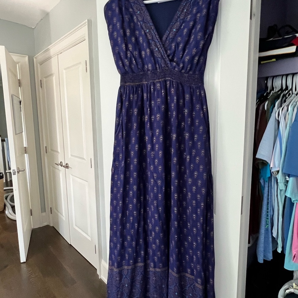 Elegant Blue Indian-style Maxi Dress